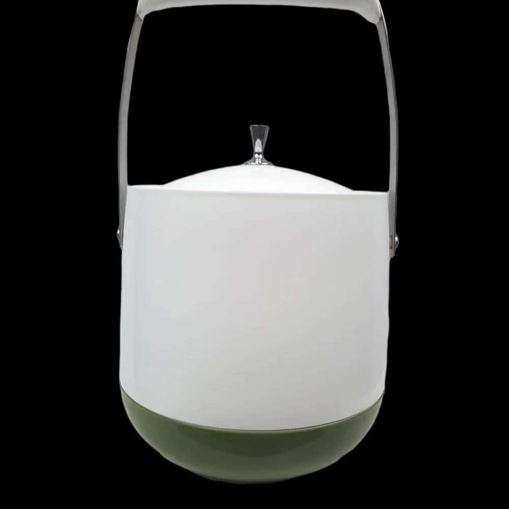 Vintage 1960s Plastic Ice Bucket Made in USA Avacado Green Mid Century Modern‎